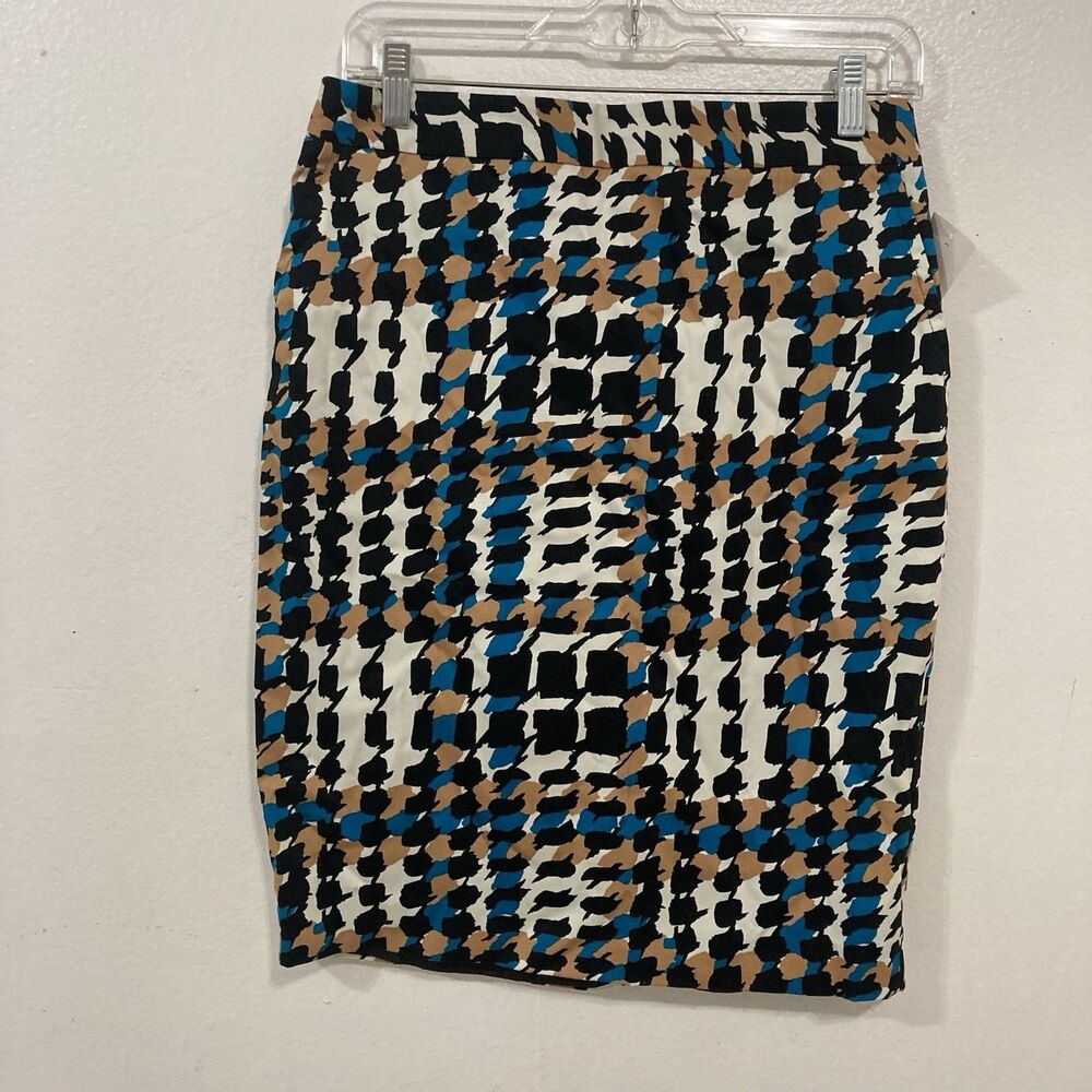 CHARTER CLUB white black multicolor houndstooth plaid straight skirt 6P